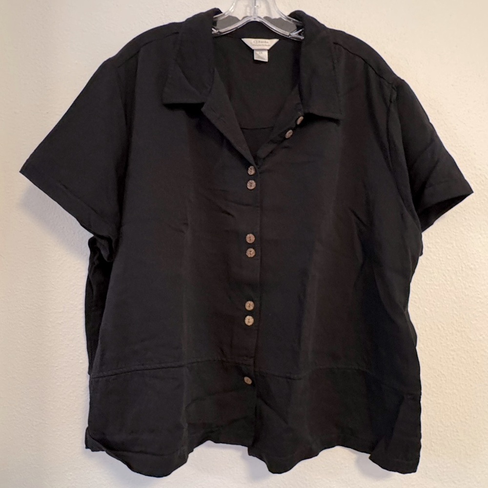 Christopher & Banks Classic Black Button Up Top, size XXL